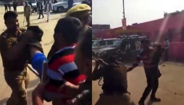 Viral Video: చేతిలో పిల్లాడు ఉన్నాడన్న కనికరం లేకుండా-చితక్కొట్టిన పోలీస్....