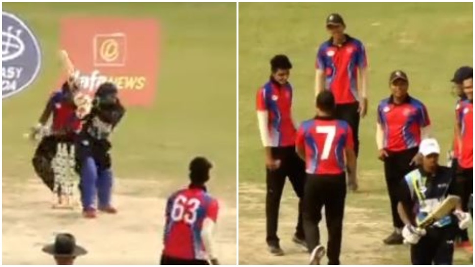 [6 Wickets in Six Balls Virandeep Singh Takes Five in an Over and a Run Out, Video Goes Viral