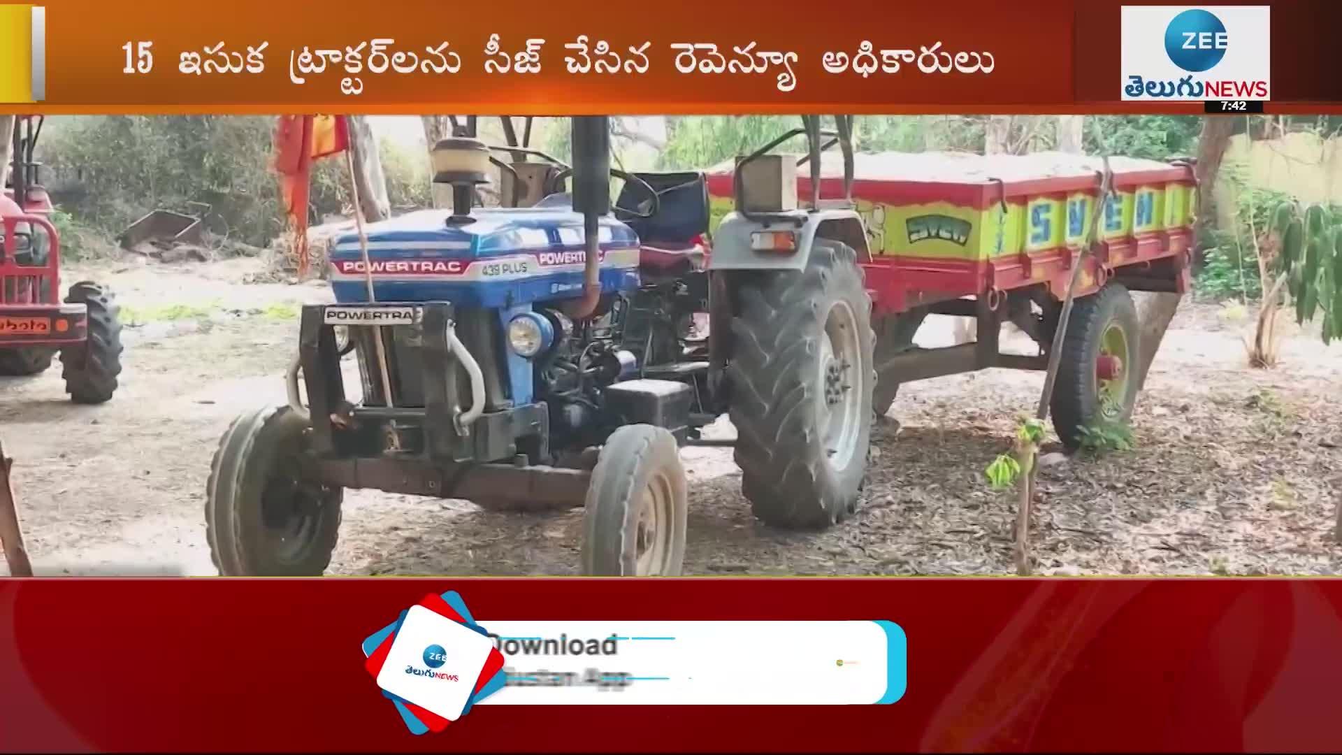 Illegal sand mining  Revenue officials seize tractors