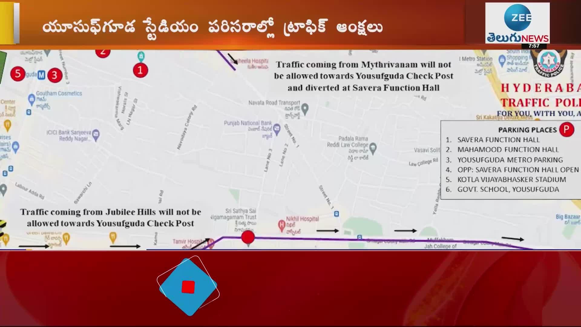  Traffic restrictions at Yousufguda on Saturday