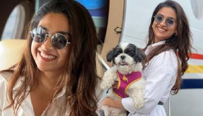 Keerthy Suresh&#039;s Dog in Special Flight: కుక్క పిల్ల కోసం కీర్తి సురేష్ స్పెషల్ ఫ్లైట్.. మాములుగా లేదుగా!