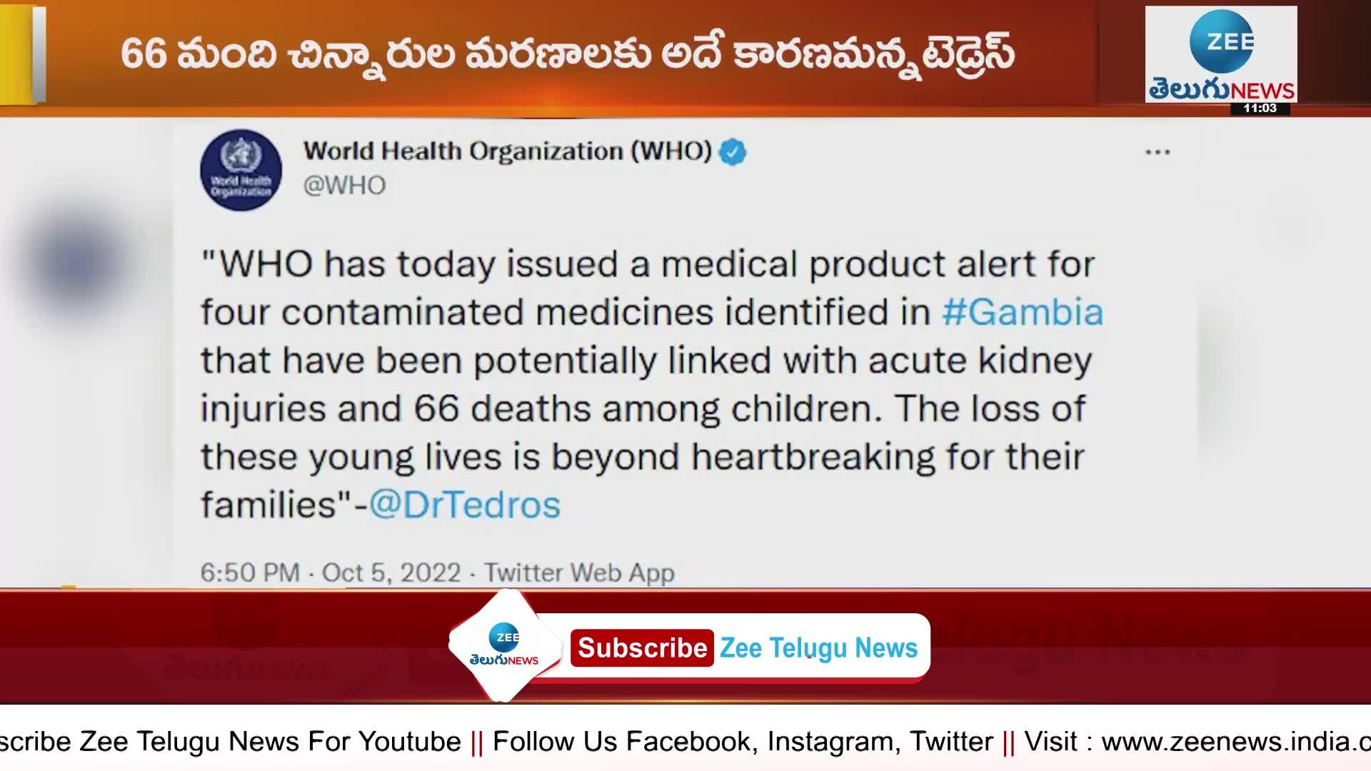 Indian Cough Syrups Banned by WHO due to childrens killed in Gambia Indian Cough Syrups Banned