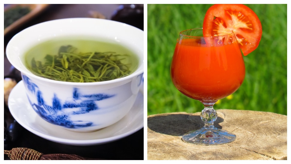 5 Morning Drinks To Lower Cholesterol green tea soya milk tomatoes ...