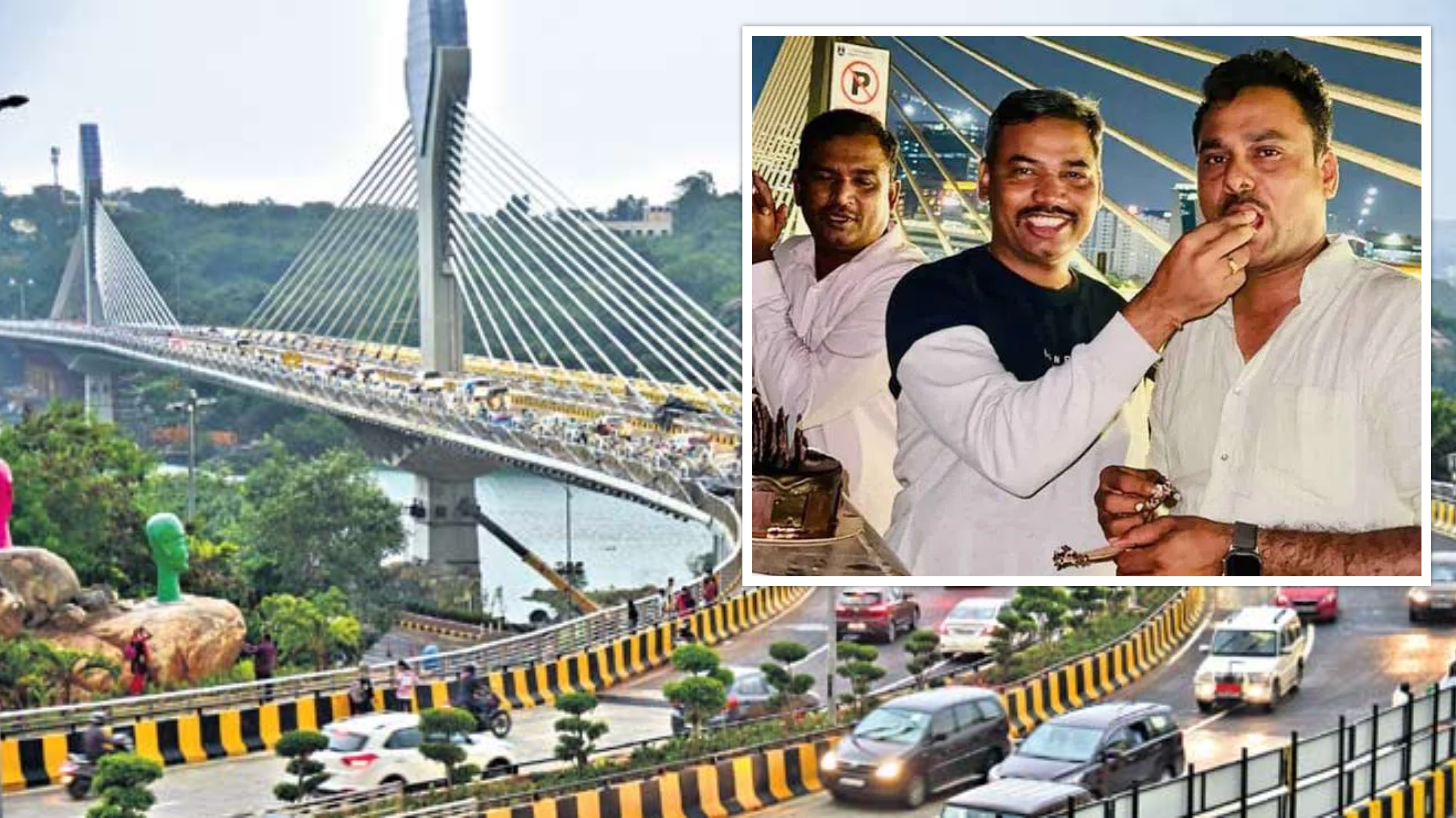 Cable Bridge: కేబుల్ బ్రిడ్జ్పై బర్త్ డే వేడుకలు.. పోలీసులైతే రూల్స్ వర్తించవా? Cable Bridge: కేబుల్ బ్రిడ్జ్పై బర్త్ డే వేడుకలు.. పోలీసులైతే రూల్స్ వర్తించవా?