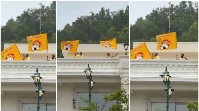 Rushikonda Building: రుషికొండ జగన్ భవనం టీడీపీ స్వాధీనం, పార్టీ జెండాల ఎగురవేత