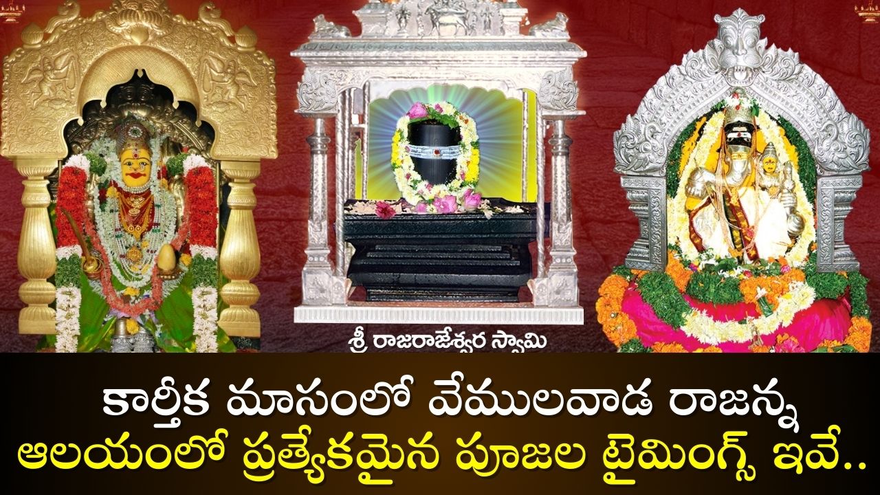 Vemulawada Temple: కార్తీక మాసంలో వేములవాడ రాజన్న ఆలయంలో ప్రత్యేకమైన పూజల టైమింగ్స్‌ ఇవే.. 