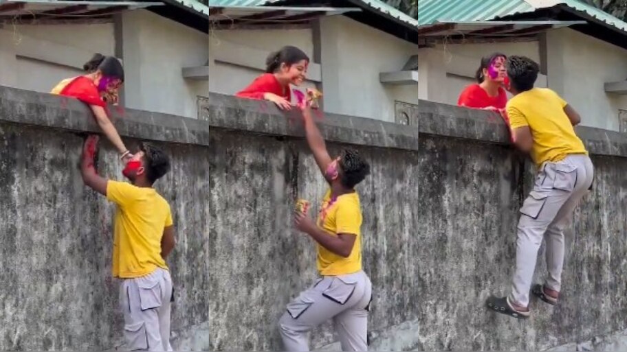 Viral Video: సీక్రెట్‌గా ప్రియురాలితో హొలీ ఆడిన ప్రియుడు.. చివరలో ఆ పని కూడా.!. వీడియో వైరల్..
