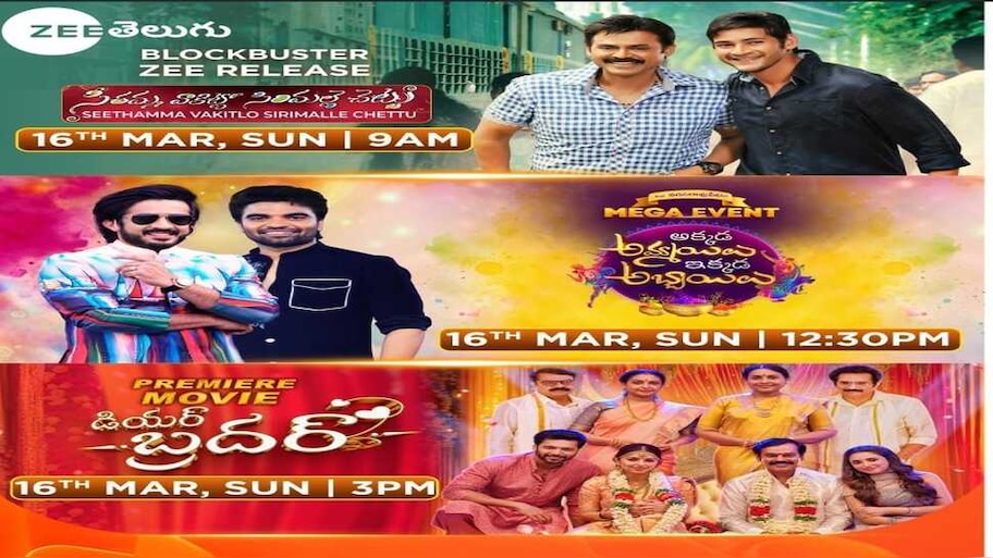 Zee Telugu Sunday Special: సీతమ్మ వాకిట్లో సిరిమల్లె చెట్టు తో పాటు హోలీ స్పెషల్ ఈవెంట్... మీ జీ తెలుగులో!