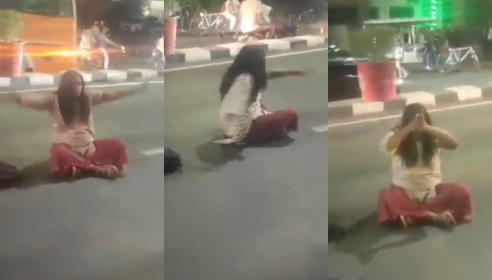 Viral Video: నడి రోడ్డు మీద మహిళ వింత ప్రవర్తన.. అందరు చూస్తుండగానే అలా కూర్చుని మరీ.. వీడియో వైరల్..