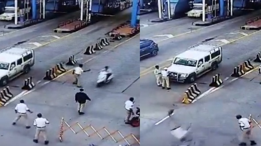 Video Viral: పతంగి టోల్ ప్లాజా వద్ద షాకింగ్ ఘటన.. స్కూటీ ఢీకొట్టడంతో గాల్లో ఎగిరి కిందపడ్డ కానిస్టేబుల్.. వీడియో వైరల్..