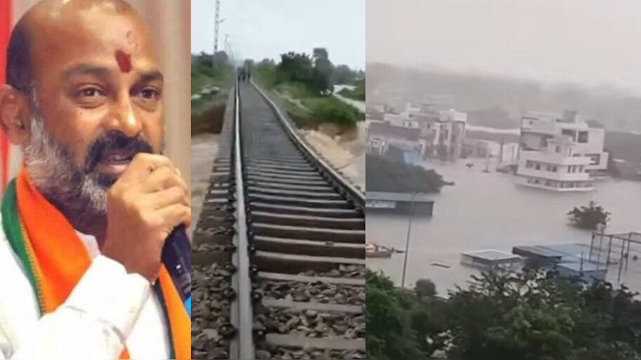 Heavy Rains in Kamareddy Video: కామారెడ్డిలో కుండపోత వాన.. కొట్టుకుపోయిన రైల్వే ట్రాక్.. 12 రైళ్లకు తీవ్ర అంతరాయం.. వీడియో వైరల్..