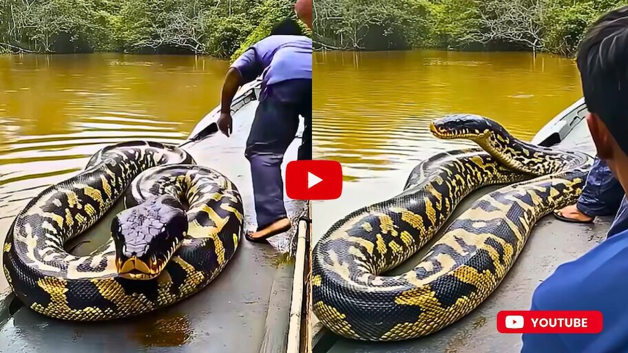 Giant Anaconda Video: పర్యాటకుల బోటుపై 25 అడుగుల భారీ అనకొండ.. ఏం జరిగిందో ఈ వీడియోలో చూడండి..