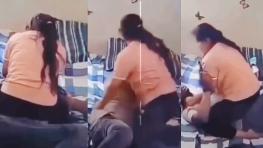 Wife Attacks Video: అయ్యో.. పాపం.. భర్తను గొడ్డును బాదినట్లు కొడుతున్న మహిళ.!. పొట్ట మీద కూర్చుని మరీ.!. షాకింగ్ వీడియో..