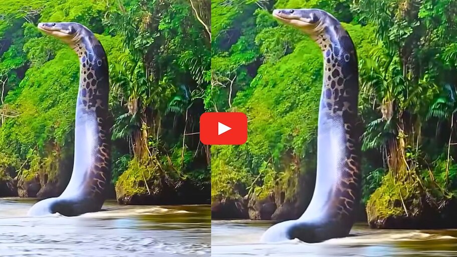 Giant Anaconda Video: నీటిలో నుంచి ఆకాశంలోకి 20 అడుగుల ఎత్తు లేచిన భారీ అనకొండ.. వీడియో..