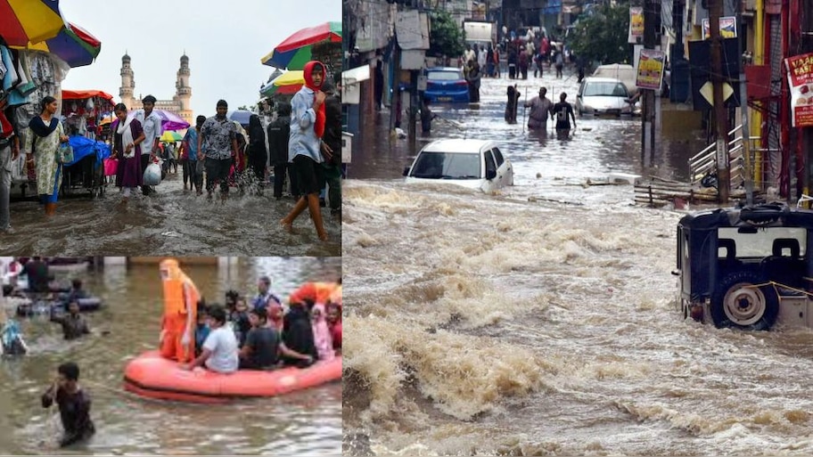 Hyderabad Rains: కుండపోత వానలు.. ఉప్పొంగిన మూసీ 1000 మంది సురక్షిత ప్రాంతాలకు తరలింపు, వీడియోలు..