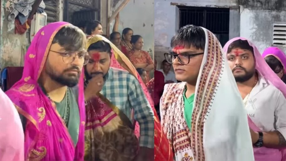 Men Special Garba Video: ఇదెక్కడి విడ్డూరం.!.  చీరలు ధరించి గర్బా డ్యాన్స్ అదరగొడుతున్న పురుషులు.. వీడియో వైరల్..