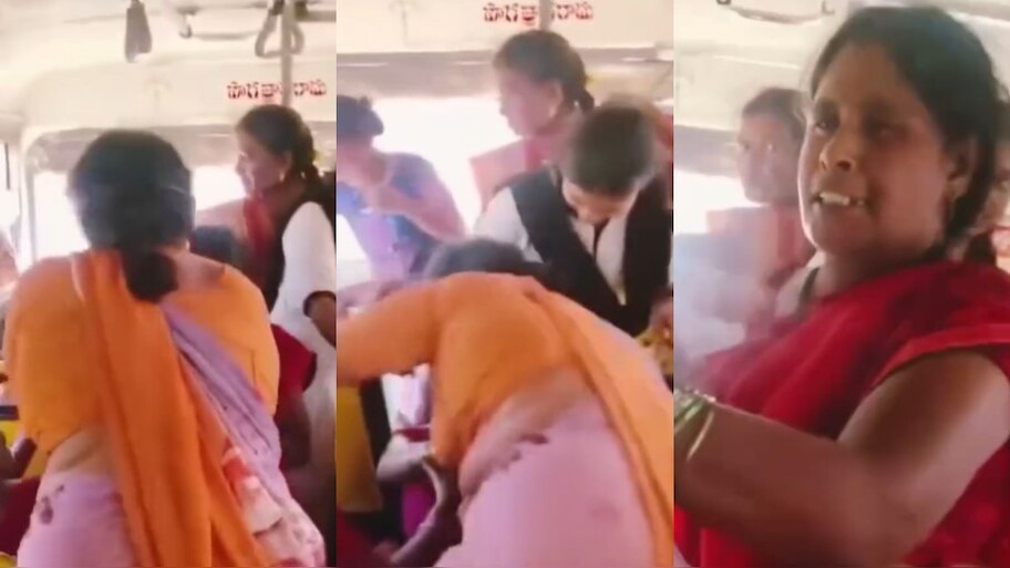 Women fighting Video: వామ్మో.. బస్సులో చీరలు లాక్కుంటూ, బూతులు తిట్టుకుంటూ మహిళల ఫైటింగ్.. వీడియో వైరల్..