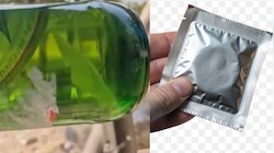 Condom Packet in Beer Video: బీర్ బాటిల్లో కండోమ్ ప్యాకెట్ కలకలం.. అసలు మ్యాటర్ ఏంటంటే..?.. వీడియో..