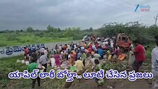 Apple DCM Accident: యాపిల్‌ లోడ్‌తో డీసీఎం బోల్తా.. లూటీ చేసిన ప్రజలు
