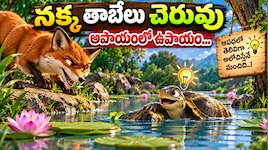 ఆపదలో ఉన్నప్పుడు తెలివి తేటలే ప్రాణాలు కాపాడుతాయని  చెబుతున్న నక్క తాబేలు పిల్లల నీతికథ..!!