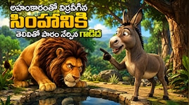  అహంకారంతో విర్రవీగిన సింహానికి తెలివితో పాఠం నేర్పిన గాడిద పిల్లలకు చెప్పాల్సిన నీతి కథ..!!