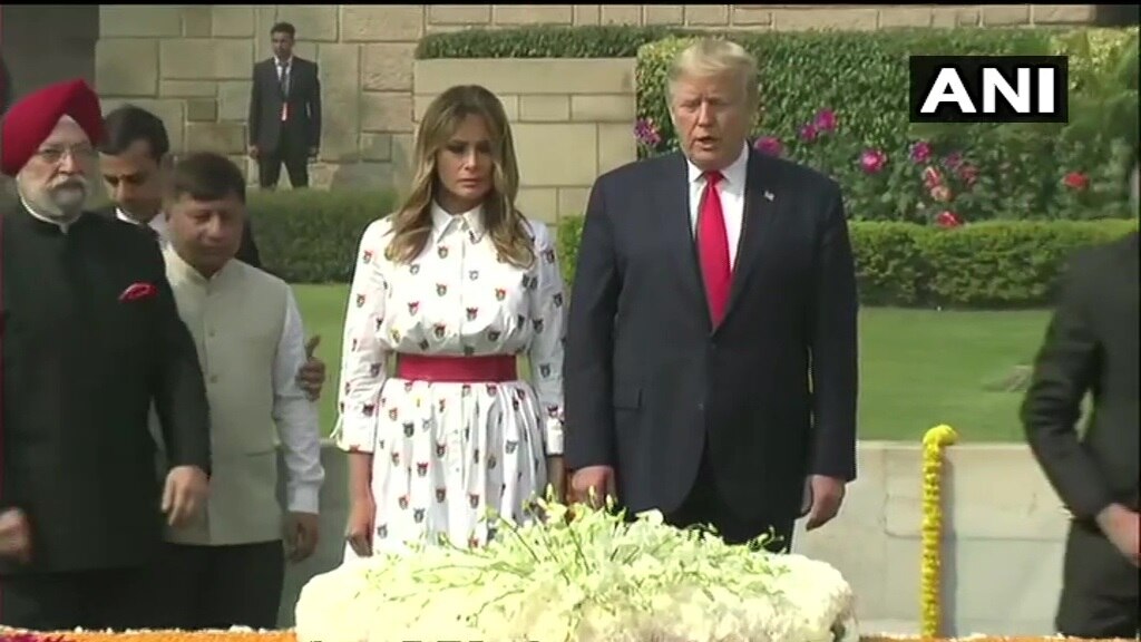 Donald Trump pays tribute to Mahatma Gandhi at Raj ghat