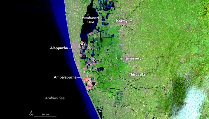 Kerala satellite photos before floods
