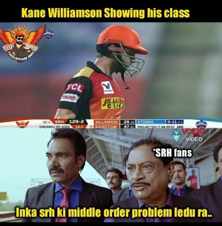 Top Telugu Memes on Kane Williamson After SRH Beats Delhi Capitals