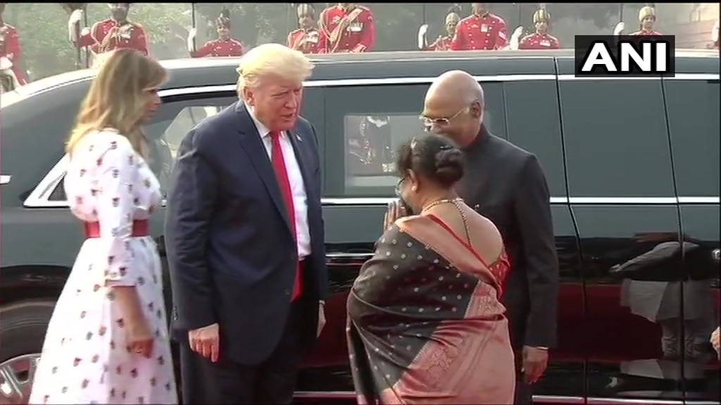 Donald Trump Melania Trump at Rashtrapati Bhavan