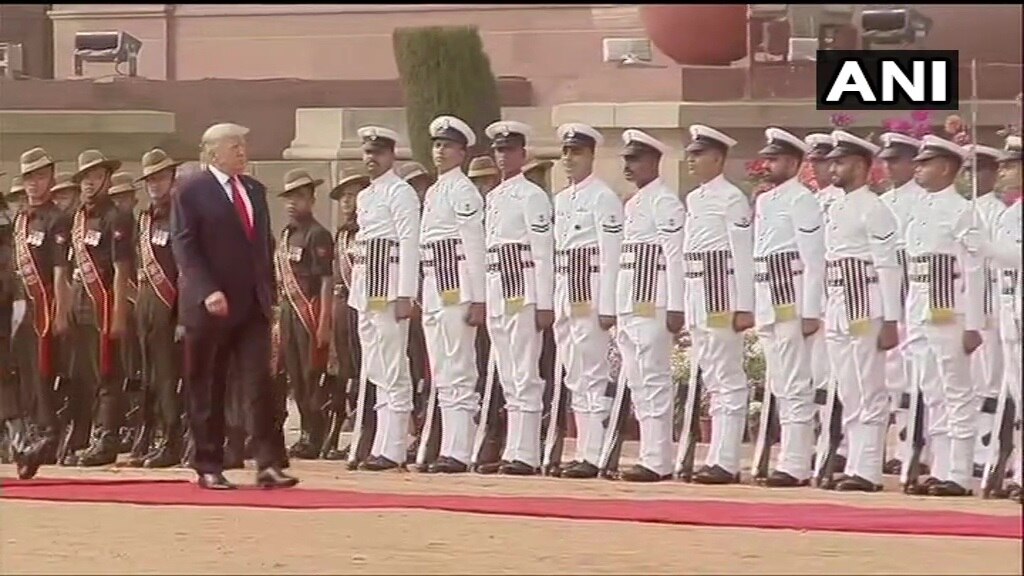 Trump inspects Guard of Honour at Rashtrapati Bhavan