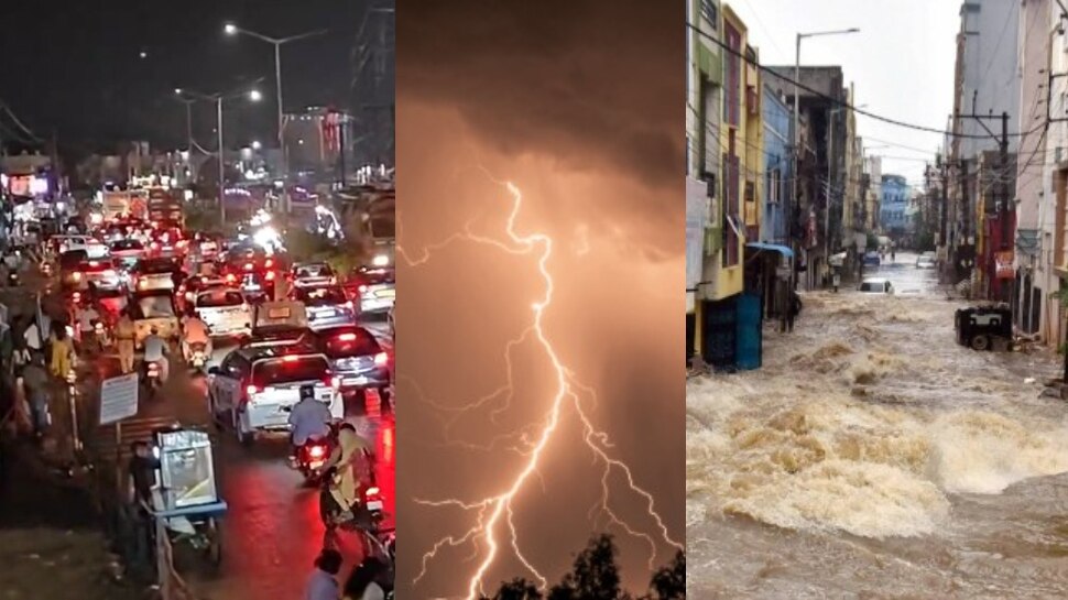 Raksha bandhan Heavy rains lash in Hyderabad and huge traffic jam on ...
