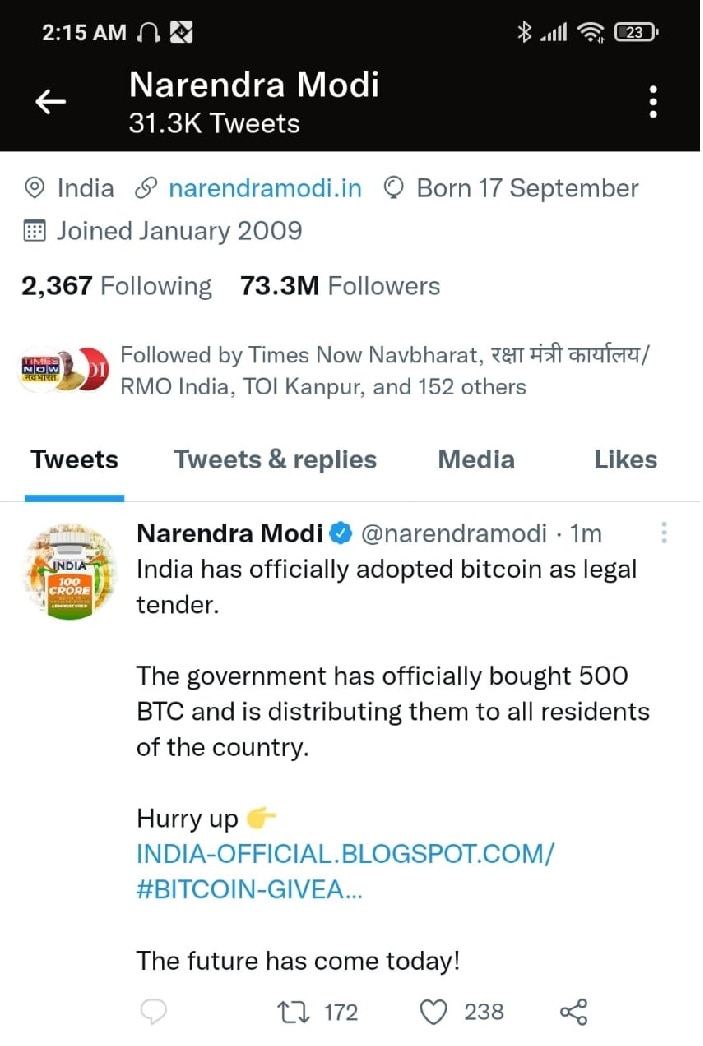 Pm modi twitter account been hacked