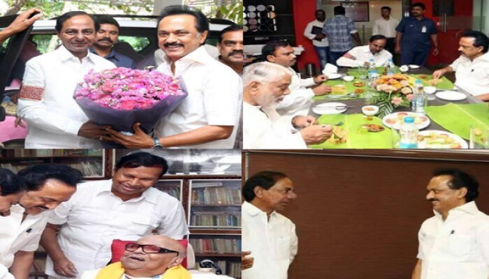 కేసీఆర్కు తమిళనాడులో ఘన స్వాగతం కేసీఆర్కు తమిళనాడులో ఘన స్వాగతం