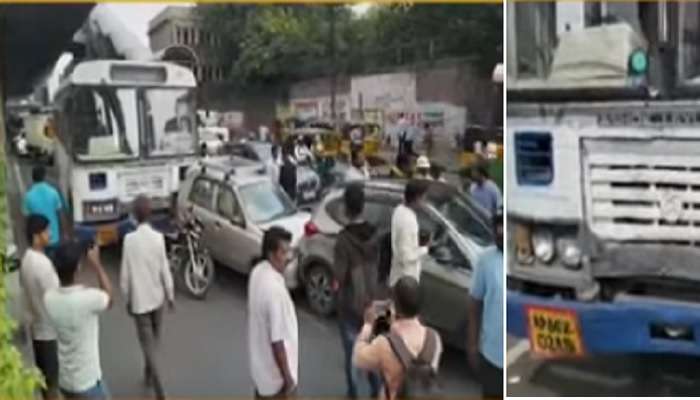 బీభత్సం సృష్టించిన ఆర్టీసీ బస్సు బీభత్సం సృష్టించిన ఆర్టీసీ బస్సు