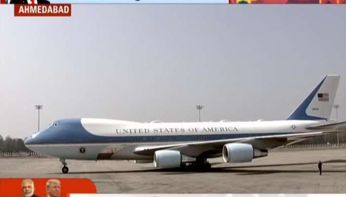 US President Donald Trump reaches Ahmedabad airport in Air force 1 special flight