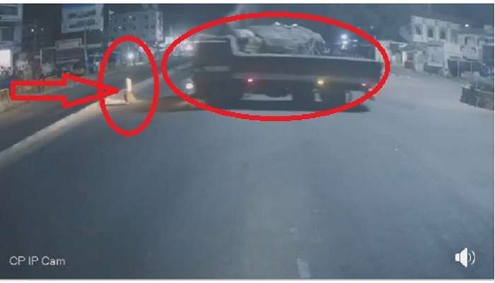 CCTV video : రెండు లారీలు ఢీ.. మధ్యలో చిక్కుకున్న వ్యక్తి సేఫ్