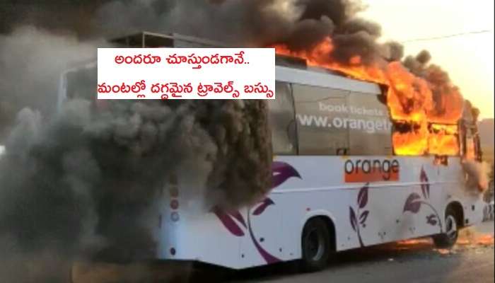 Bus catches fire video: ట్రావెల్స్ బస్సు దగ్ధం.. భయాందోళనకు గురైన ప్రయాణికులు