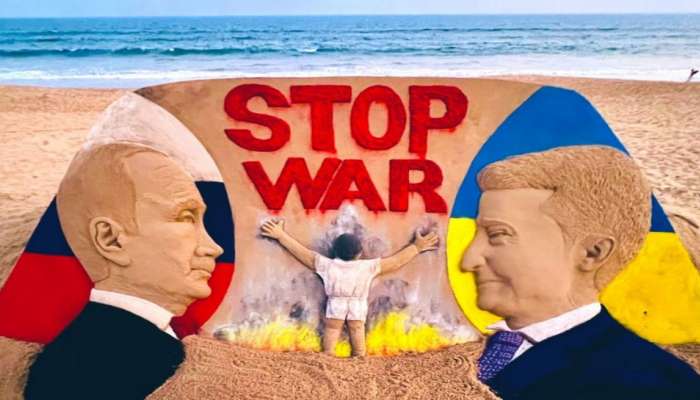 Stop Russia-Ukraine War: రష్యా-ఉక్రెయిన్​ యుద్ధం ఆపేయండి.. సైకతశిల్పంతో సందేశం!