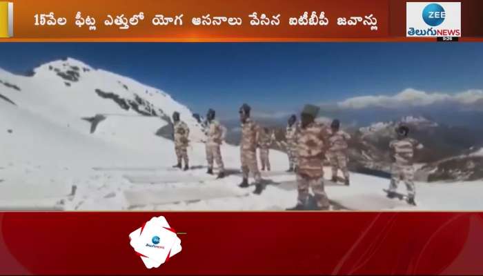 ITBP personnel perform yoga at 15,000 feet in snow-capped Himalayas