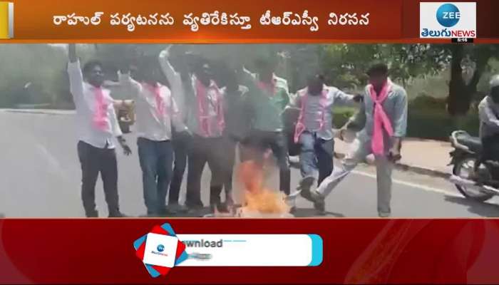 TRSV protest against Rahul's visit