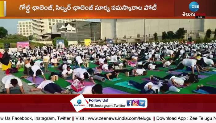 Art of living conducts grand yogathon in hitex for a better health and lifestyle
