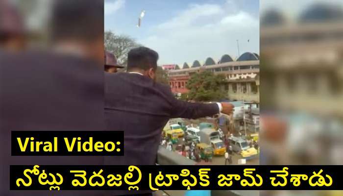 Notes Rain From Flyover: ఫ్లైఓవర్‌పై నుంచి ఊహించని నోట్ల వర్షం.. చౌరస్తాలో భారీగా ట్రాఫిక్ జామ్