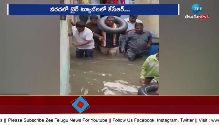 Congress leaders protest In Himayat Nagar over Floods in Hyderabad