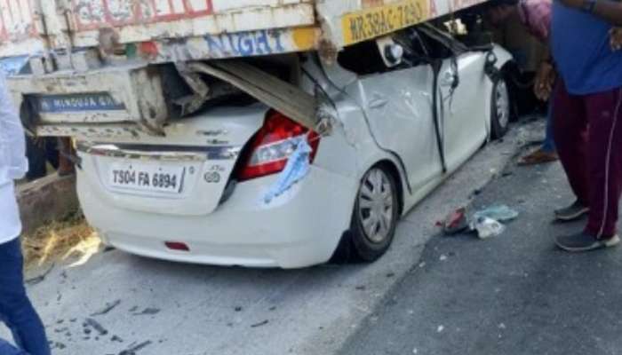 Suryapet Road Accident: ఒళ్లు గగుర్పొడిచే వీడియో.. ఆగి ఉన్న ట్రక్కు కిందకు చొచ్చుకుపోయిన కారు.. 
