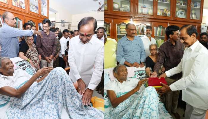 KCR Meets Teacher: భావోద్వేగానికి లోనయిన మాజీ ముఖ్యమంత్రి.. గురువు కాళ్లు మొక్కిన కేసీఆర్‌