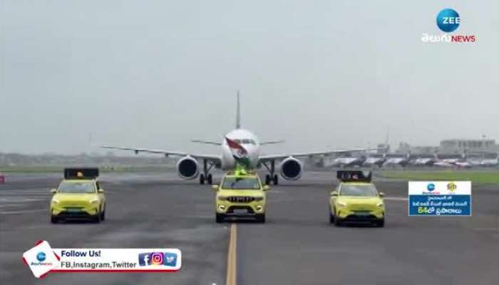 Team India flight gets a water salute at Mumbai airport rn