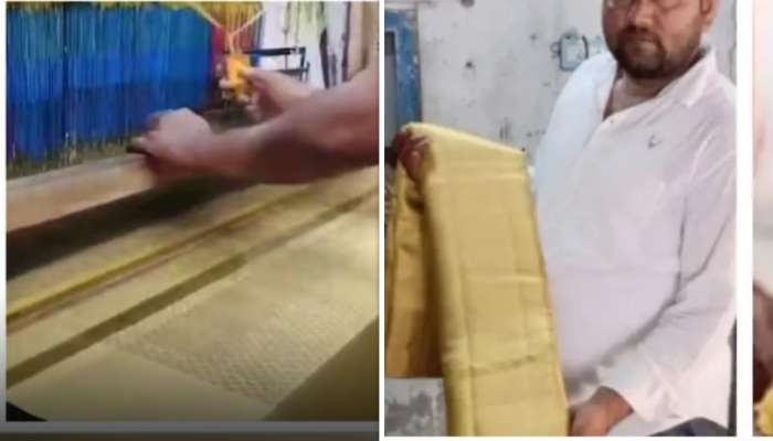 Crafts Gold Saree: ధగధగలాడే బంగారం చీర.. ఔరా తెలంగాణ చేనేత కళాకారుడి ప్రతిభ