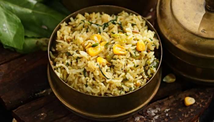 Corn Palak Pulao: స్పినాచ్ కార్న్ రైస్...పోషకాలు అధికంగా ఉండే డిలైట్!!