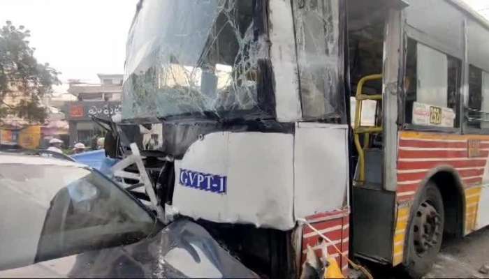 Break Fails After RTC Bus Enters Into Car Show Room In Prasadampadu Rv