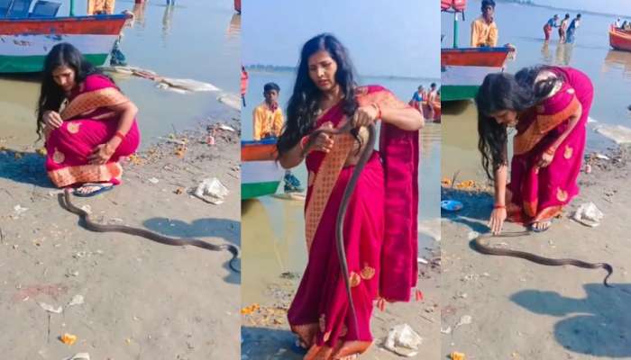 Viral Video: కుంభమేళలో అద్భుతం.. మహిళ పుణ్య స్నానం చేస్తుండగా వచ్చిన భారీ సర్పం.. వీడియో వైరల్..